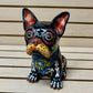 Hand Painted Day of the Dead French Bulldog Dog Sculpture, Authentic Mexican Ceramic Hand Crafted Talavera