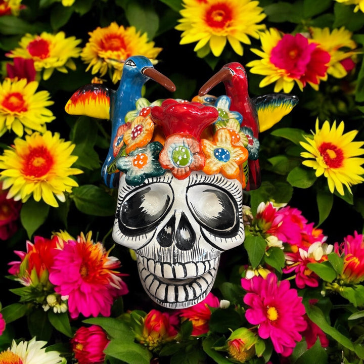 Day of the Dead Hand Painted Skull Head Figure