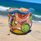 Wavy Rim Hand Painted Colorful Planter Pot, Authentic Mexican Ceramic Hand Crafted Talavera