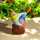 Mexican Hand Painted Bird on Wooden Block Figure, Authentic Mexican Ceramic Hand Crafted Talavera