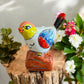 Mexican Hand Painted Bird on Wooden Block Figure, Authentic Mexican Ceramic Hand Crafted Talavera