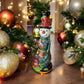 Tall Hand Painted Snowman Holiday Statue, Authentic Mexican Ceramic Hand Crafted Talavera