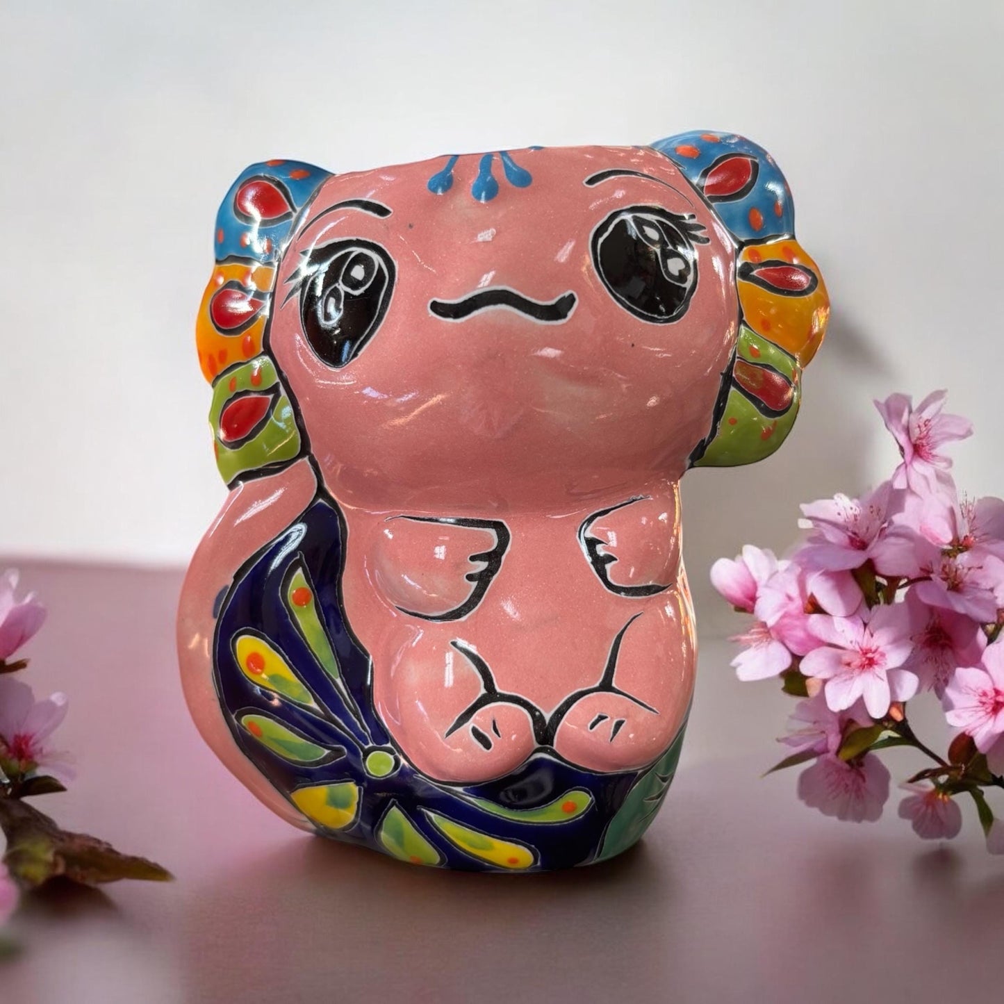 Cute Hand Painted Axolotl Planter Pot, Authentic Ceramic Hand Crafted Mexican Talavera