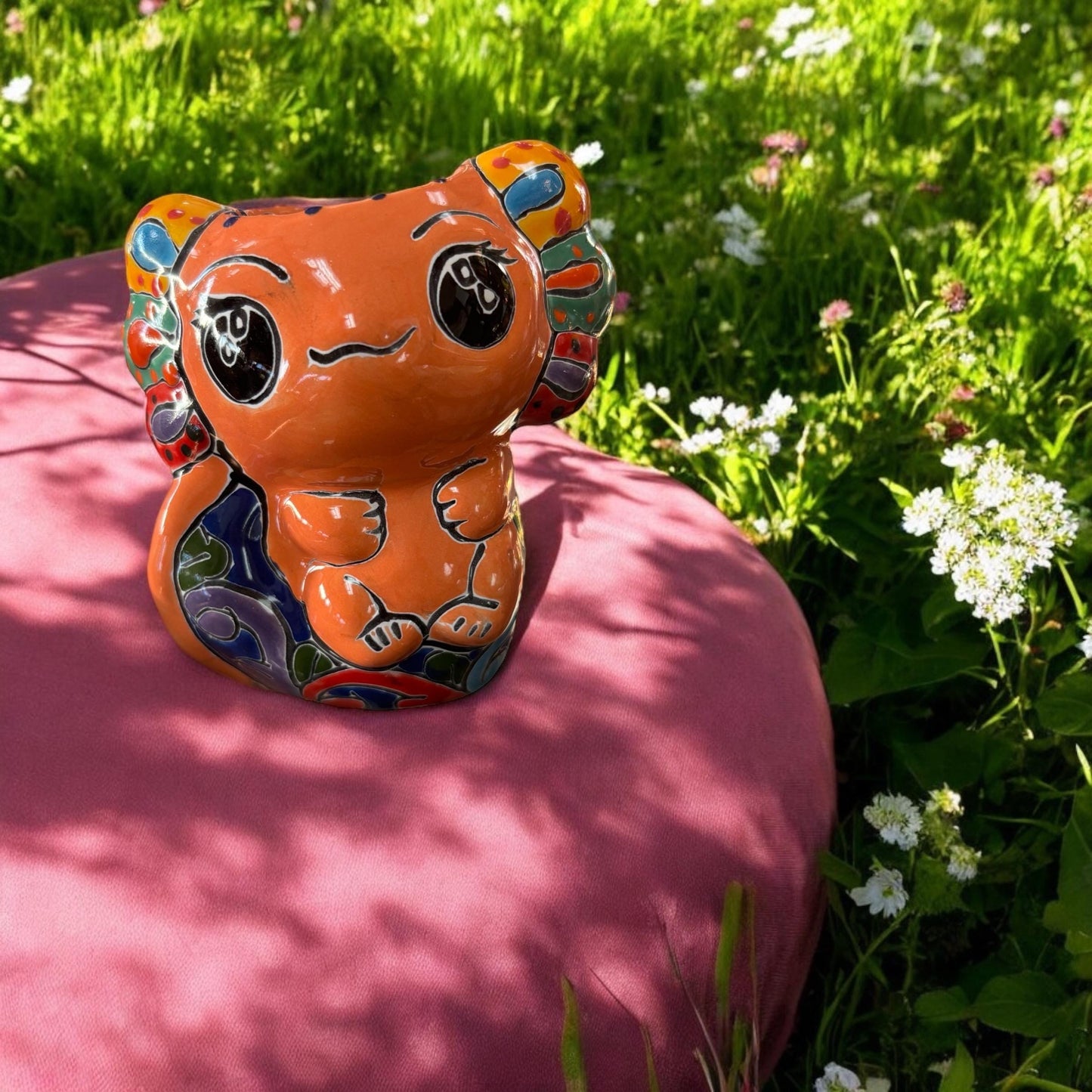 Cute Hand Painted Axolotl Planter Pot, Authentic Ceramic Hand Crafted Mexican Talavera