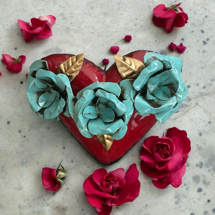 Small Mexican Tin Hearts Wall Decor