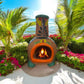 Cozy Hand Painted Outdoor Terracotta Chimney - Authentic Mexican Hand Crafted Talavera