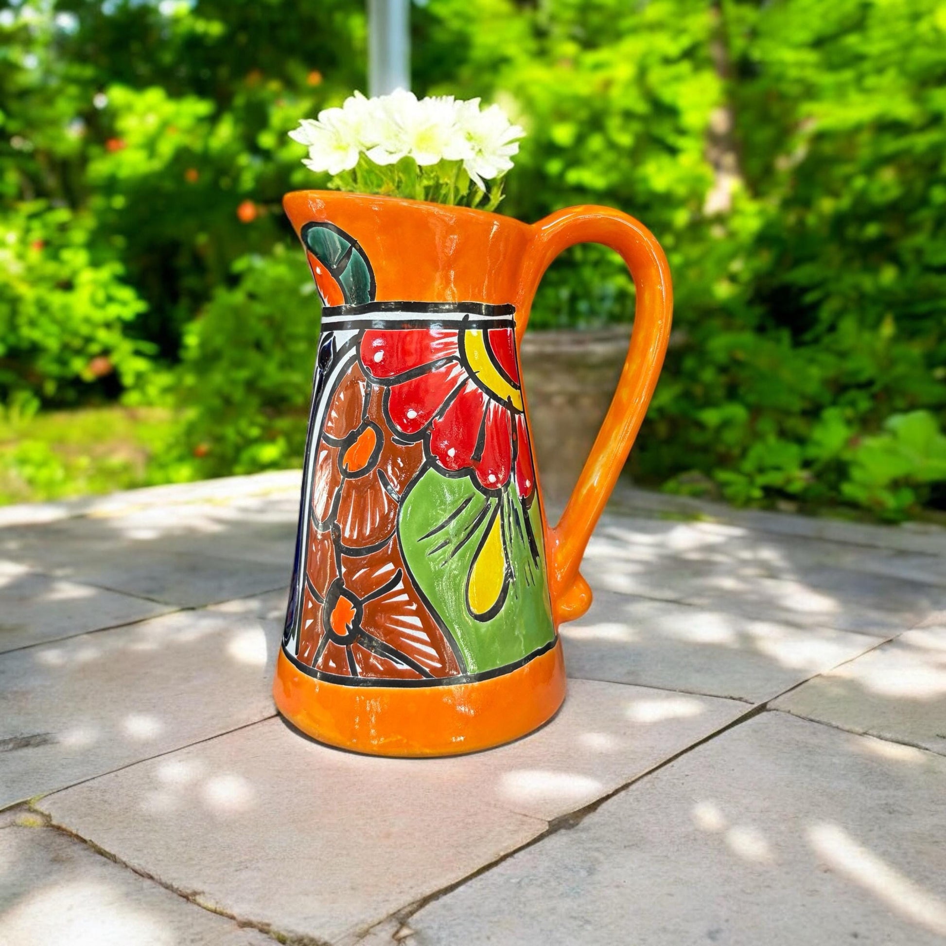 Small Hand Painted Unique Pitcher Planter Pot, Authentic Mexican Ceramic Hand Crafted Talavera