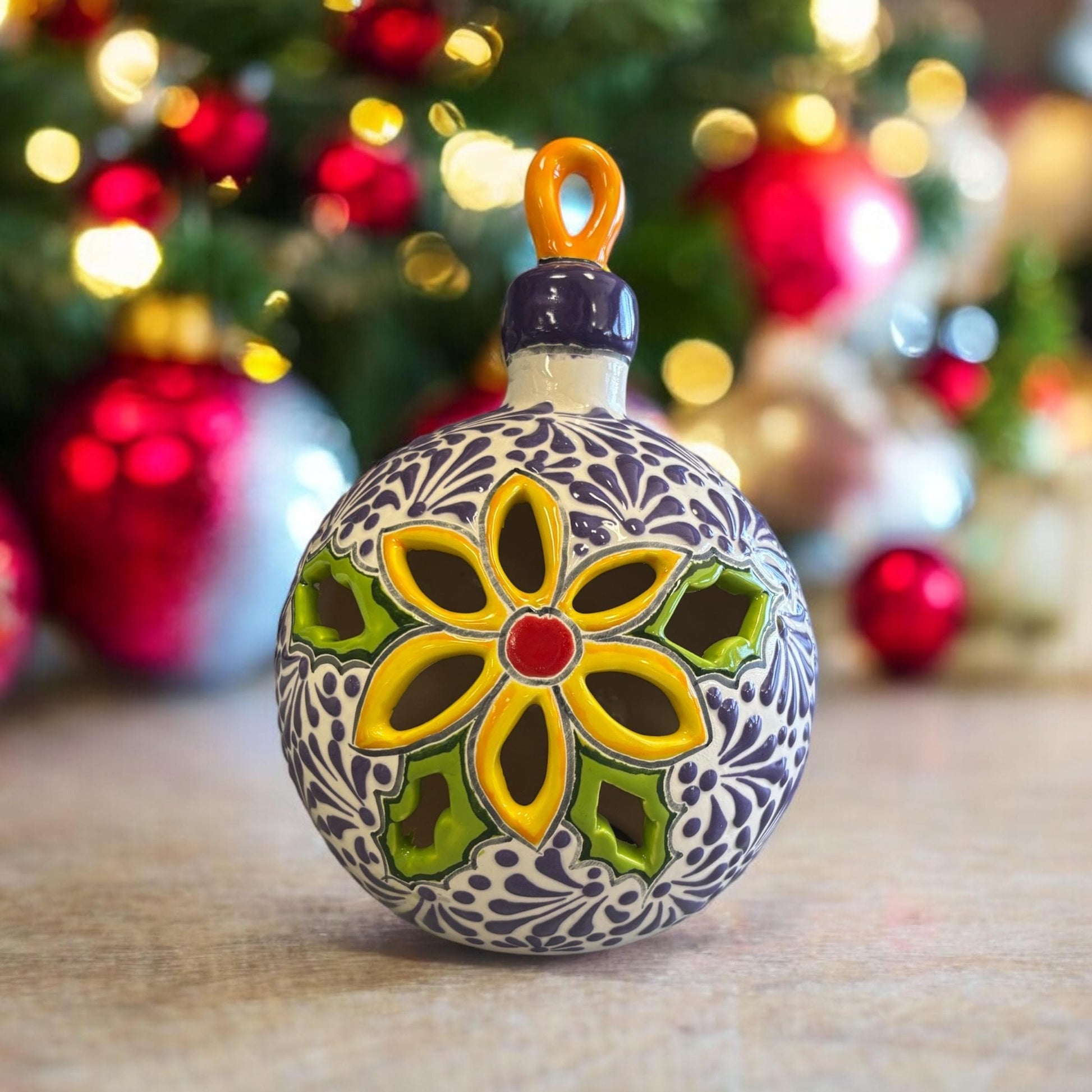 Hand Painted Christmas Tree Ornament Figure, Authentic Mexican Ceramic Hand Crafted Talavera