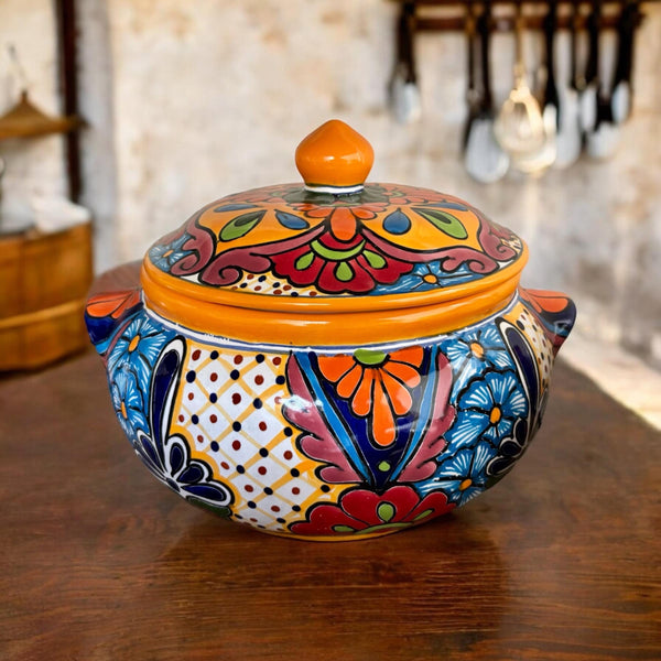 Handmade Talavera Soup Serving Bowl with Lid “Sopera”