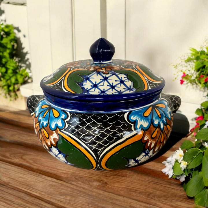 Handmade Talavera Soup Serving Bowl with Lid “Sopera”