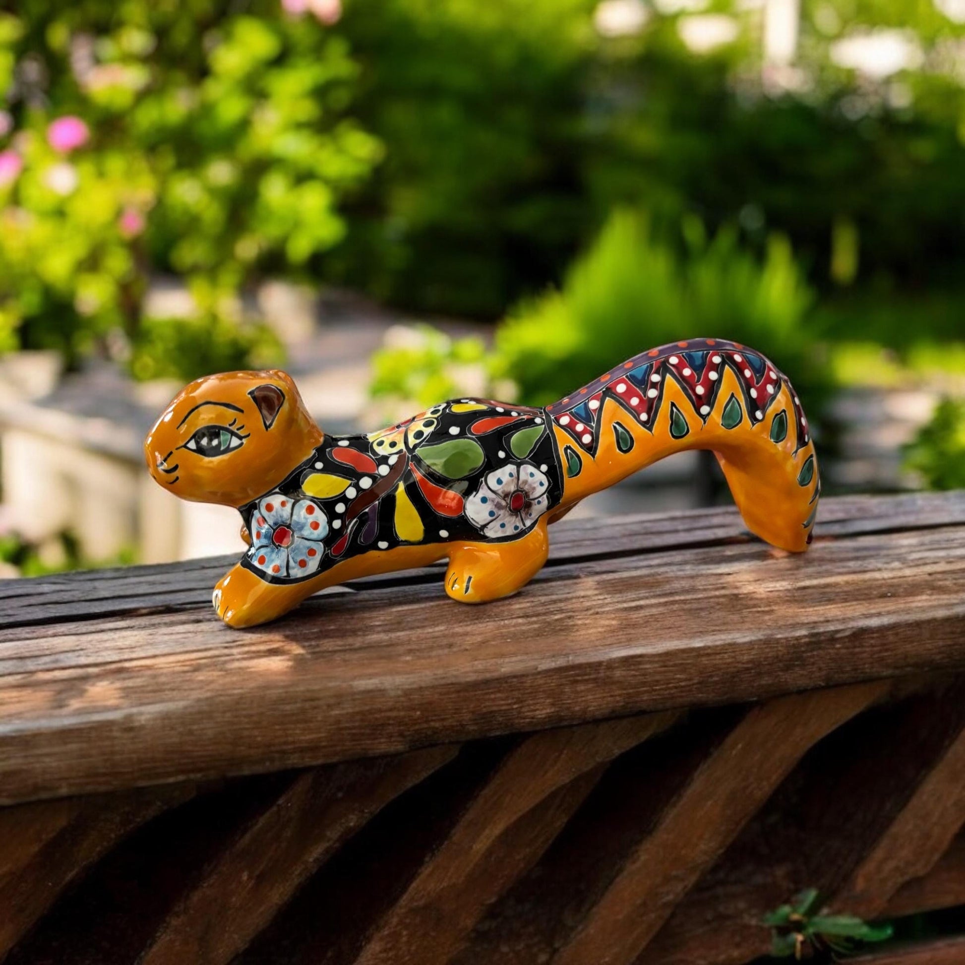 Hand Painted Squirrel Sculpture, Authentic Mexican Ceramic Hand Crafted Talavera