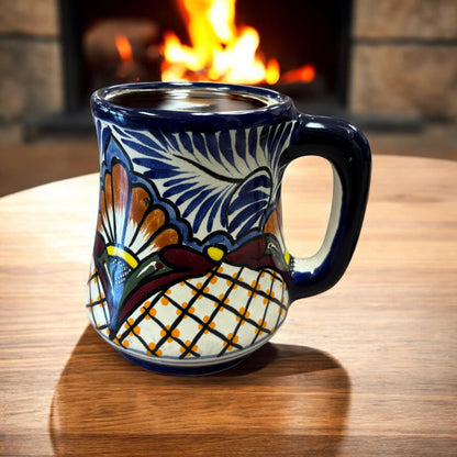 Colorful Hand Painted Mexican Talavera Coffee Mug, Authentic Ceramic Hand Crafted Mexican Talavera