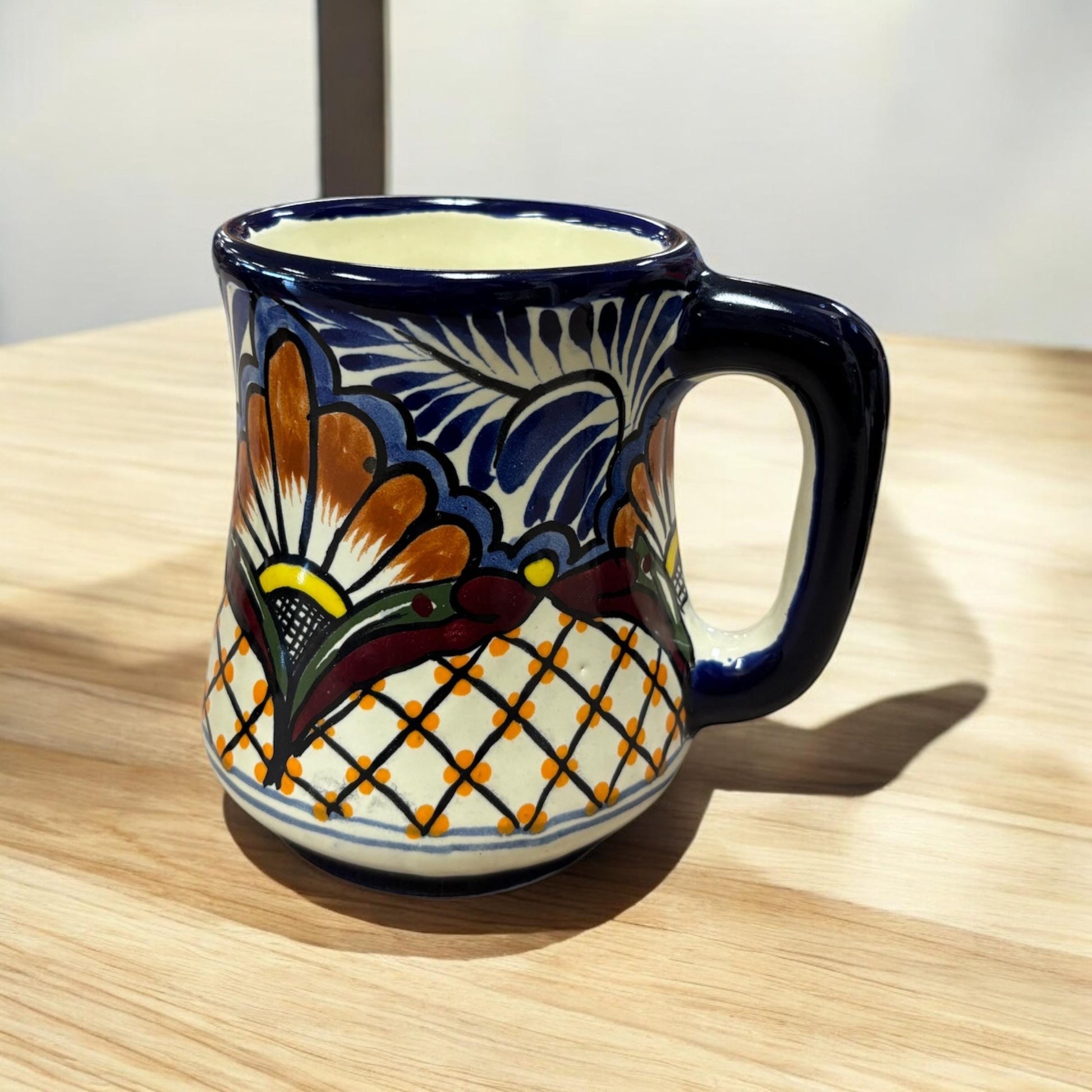 Colorful Hand Painted Mexican Talavera Coffee Mug, Authentic Ceramic Hand Crafted Mexican Talavera