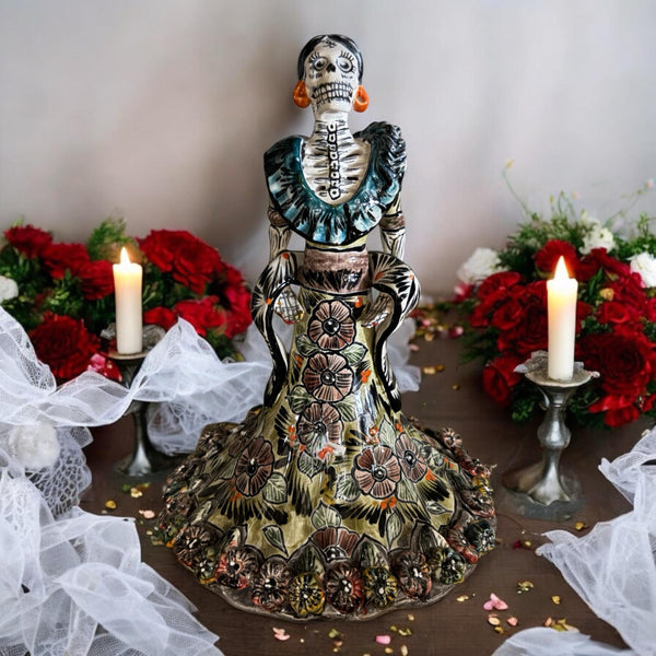 Hand Painted Rebozo Catrina Day of the Dead Sculpture