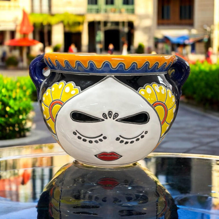 Frida Kahlo Hand Painted S Planter Pot with Handles