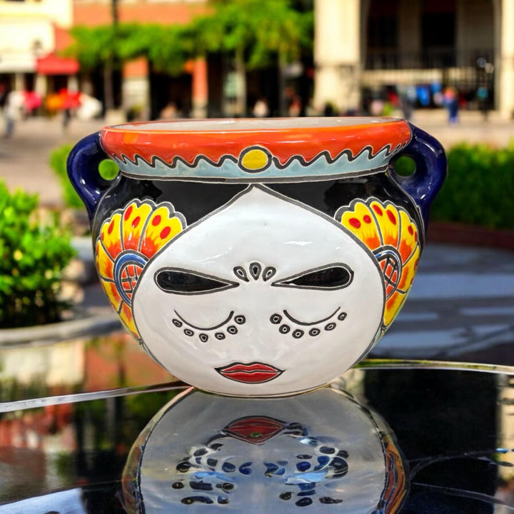 Frida Kahlo Hand Painted S Planter Pot with Handles