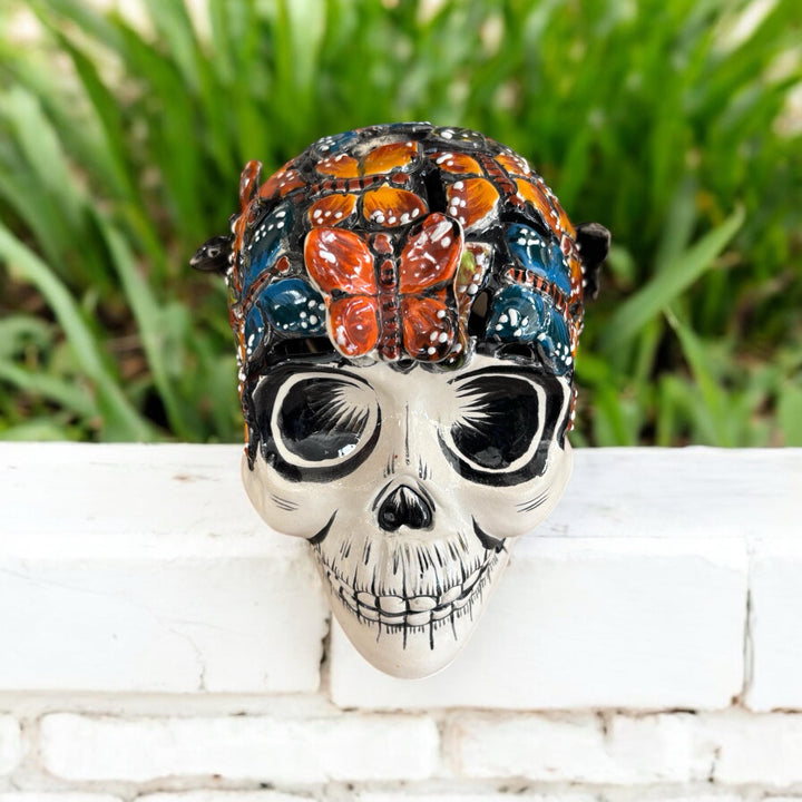 Day of the Dead Hand Painted Skull Head Figure