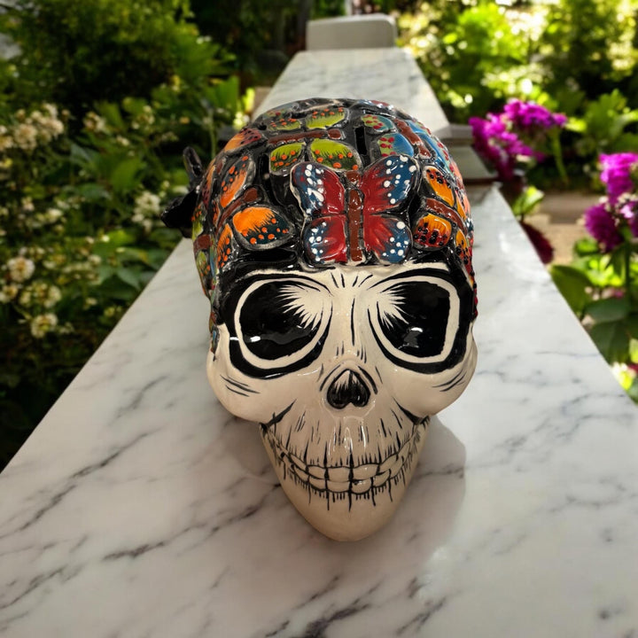 Day of the Dead Hand Painted Skull Head Figure