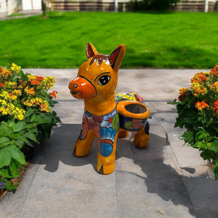 Hand Painted Colorful Donkey Mexican Planter Pot