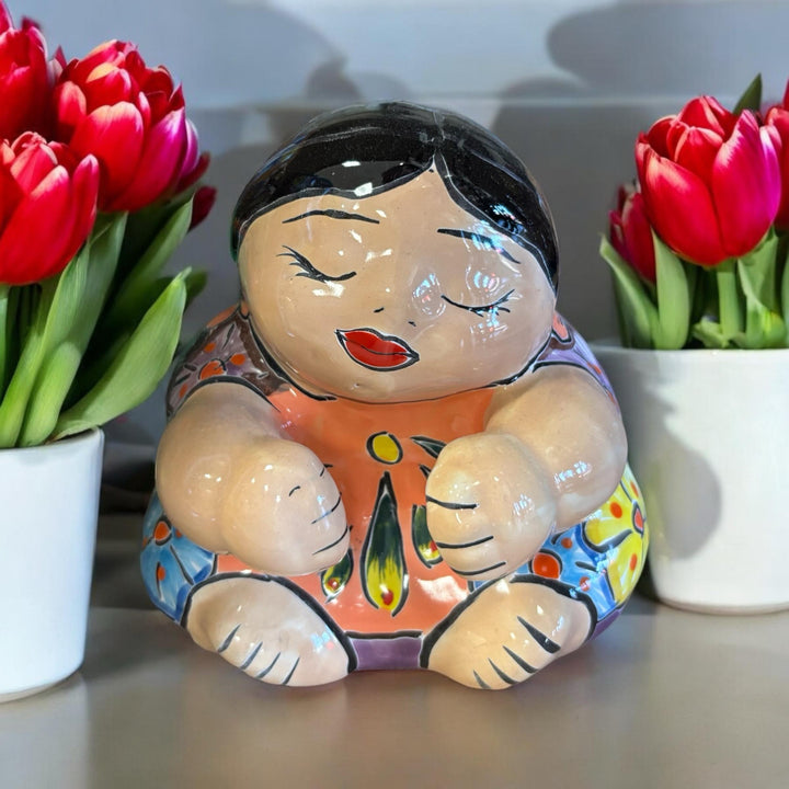 Cute Hand Painted Sitting Chubby Figure