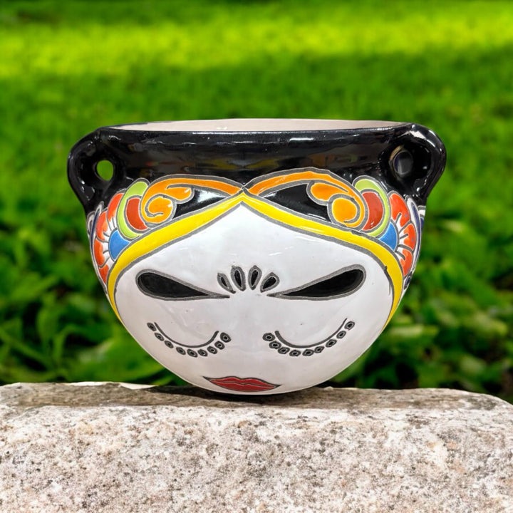 Frida Kahlo Hand Painted S Planter Pot with Handles