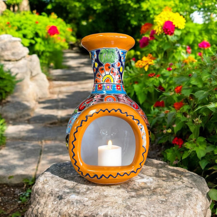 Countertop Hand Painted Ceramic Chimney For Electric Tea Candle