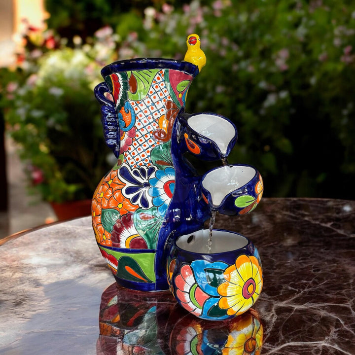 Beautiful Hand Painted Tabletop Jar Water Fountain