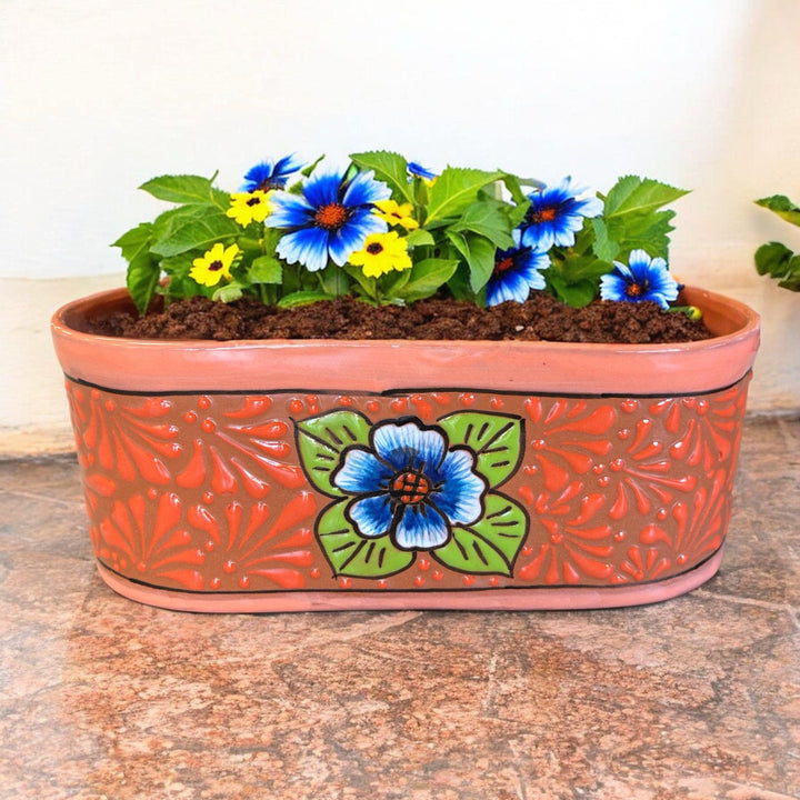 Long Hand Painted S Planter Pot with Drainage Hole