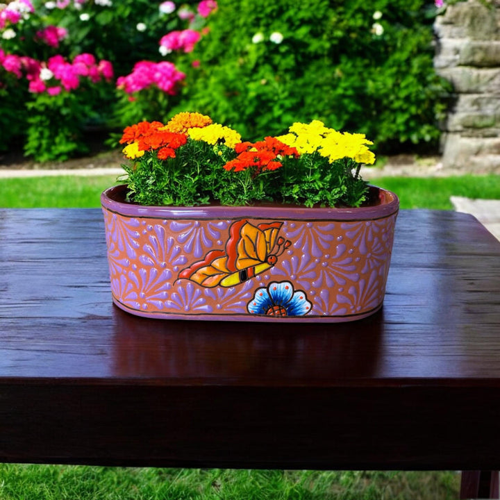 Long Hand Painted S Planter Pot with Drainage Hole