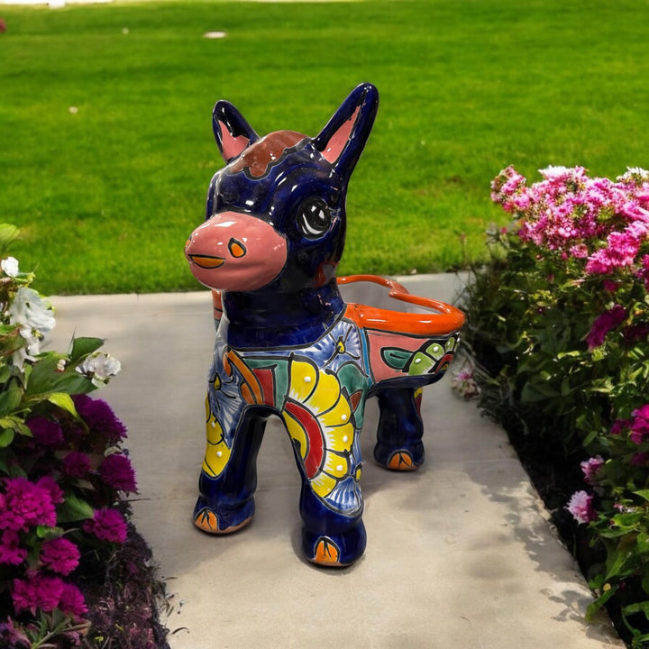 Hand Painted Colorful Donkey Mexican Planter Pot
