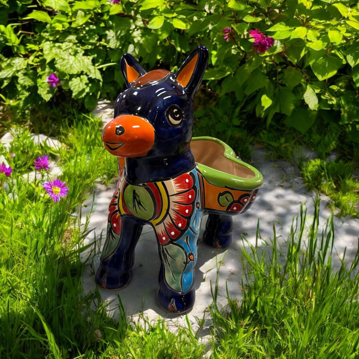 Hand Painted Colorful Donkey Mexican Planter Pot