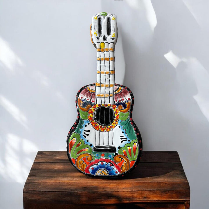 Colorful Talavera Guitar Statue