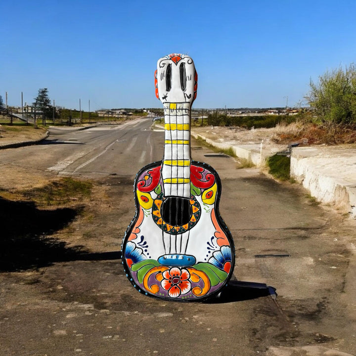 Colorful Talavera Guitar Statue