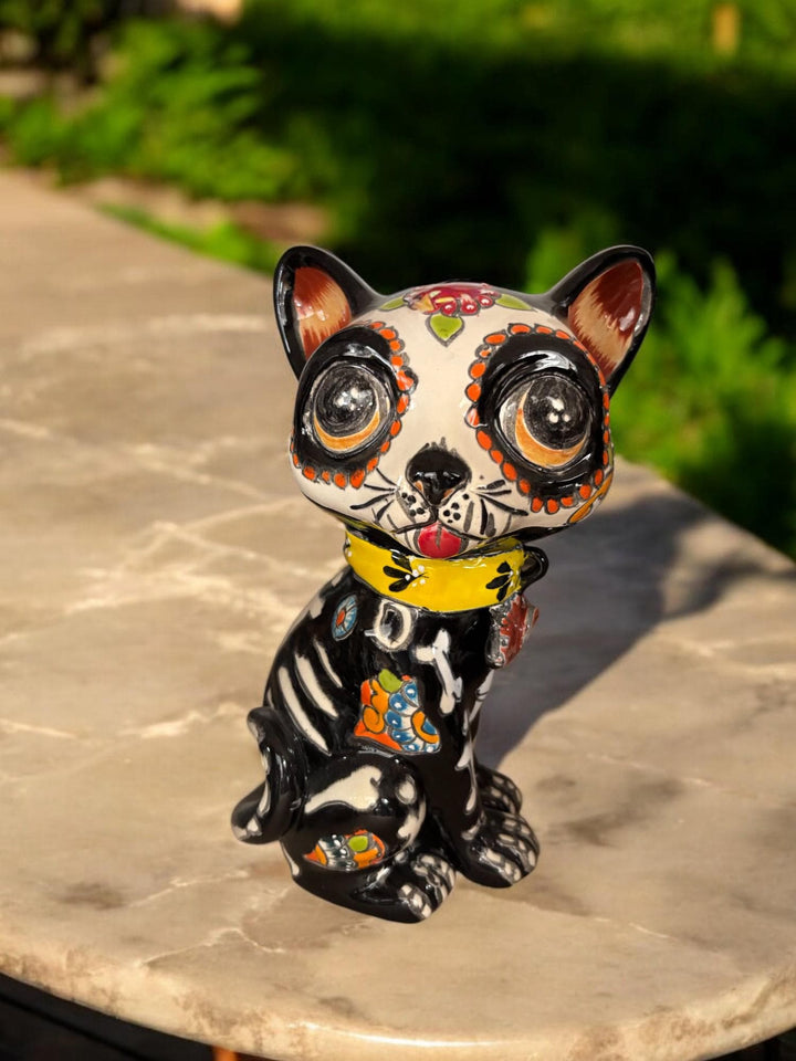 Hand Painted Day of the Dead Cat Sculpture