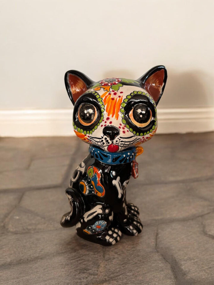 Hand Painted Day of the Dead Cat Sculpture