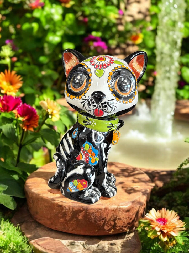 Hand Painted Day of the Dead Cat Sculpture