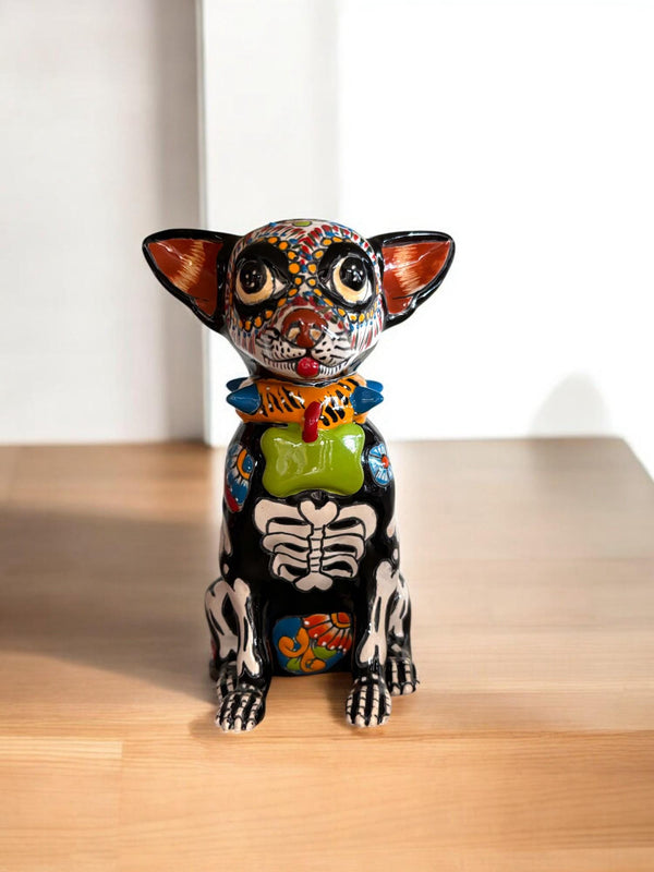 Hand Painted Day of the Dead Chihuahua Dog Sculpture