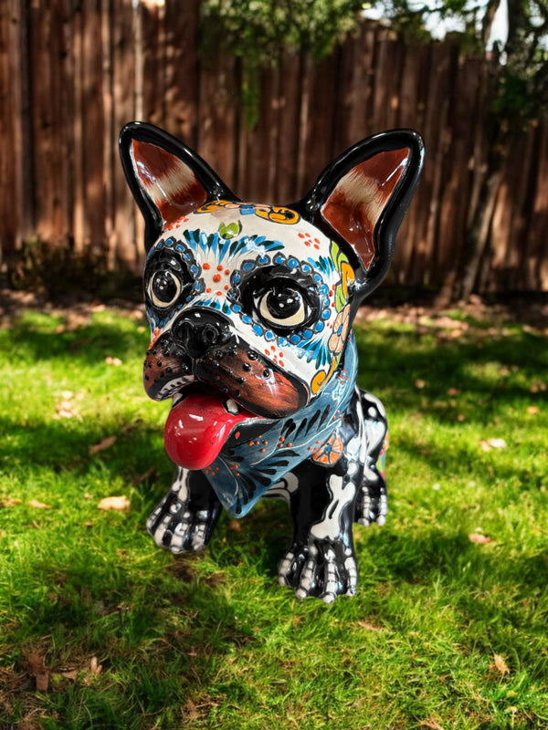 Hand Painted Day of the Dead French Bulldog Dog Sculpture