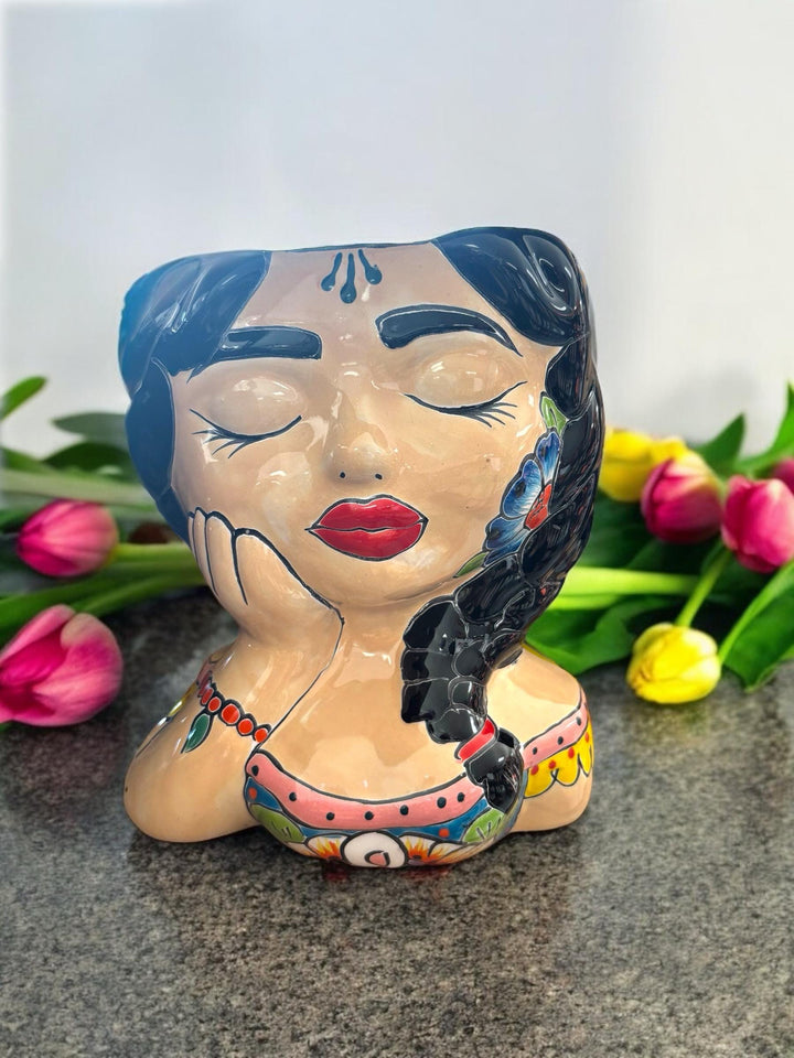 Lady Hand Painted Planter Pot Bust Sculpture