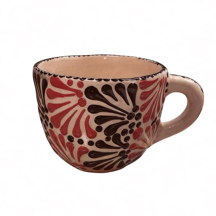 Hand Painted Mexican Talavera Black and Red Small Coffee Mug