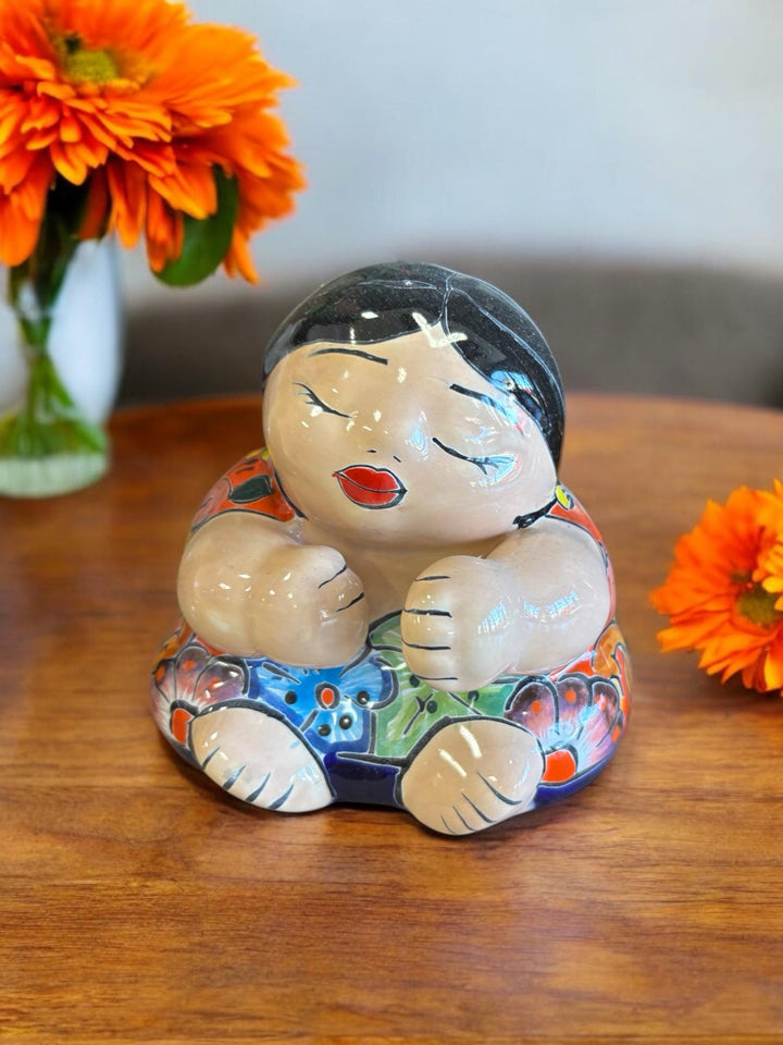 Cute Hand Painted Sitting Chubby Figure