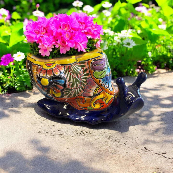 Cute Hand Painted Happy Snail Planter Pot