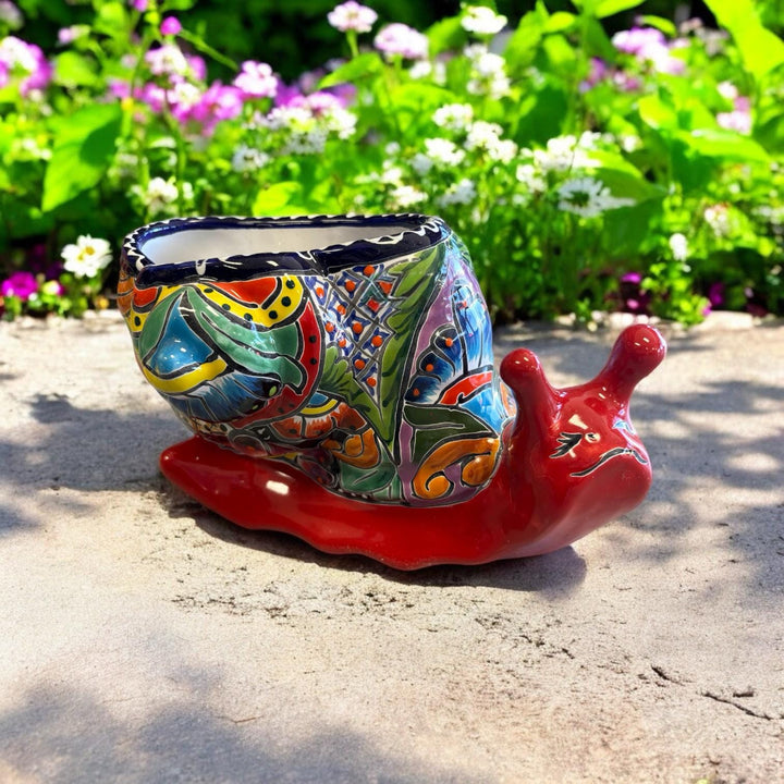 Cute Hand Painted Happy Snail Planter Pot