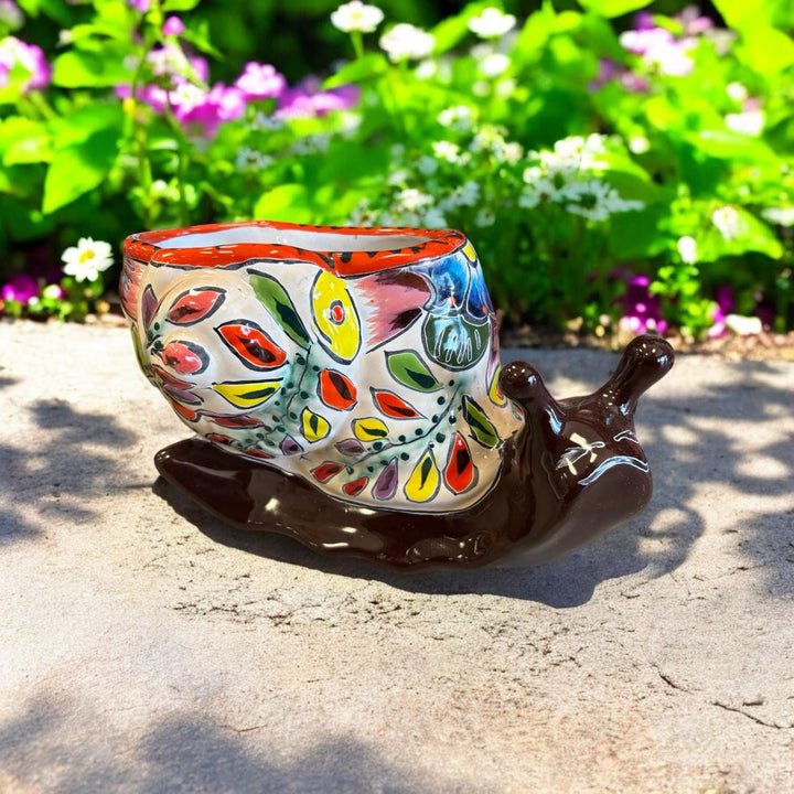 Cute Hand Painted Happy Snail Planter Pot