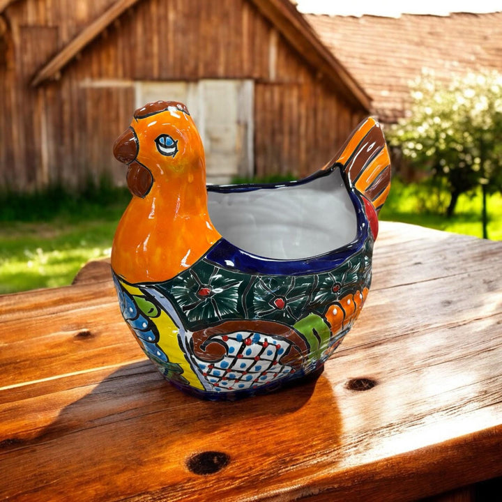 Hand Painted Chicken Hen Planter Pot