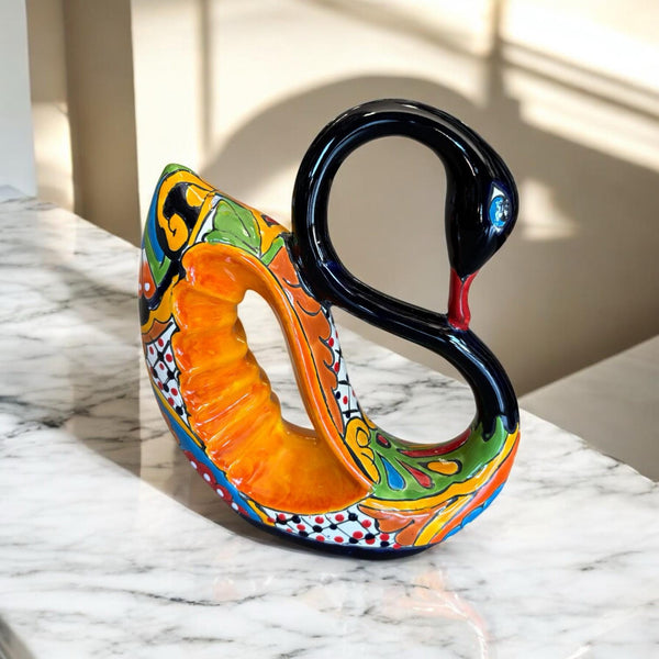 Hand Painted Elegant Swan Sculpture Figure