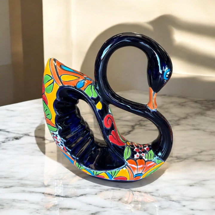 Hand Painted Elegant Swan Sculpture Figure