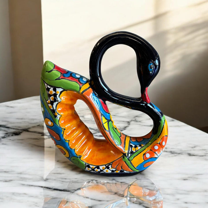 Hand Painted Elegant Swan Sculpture Figure