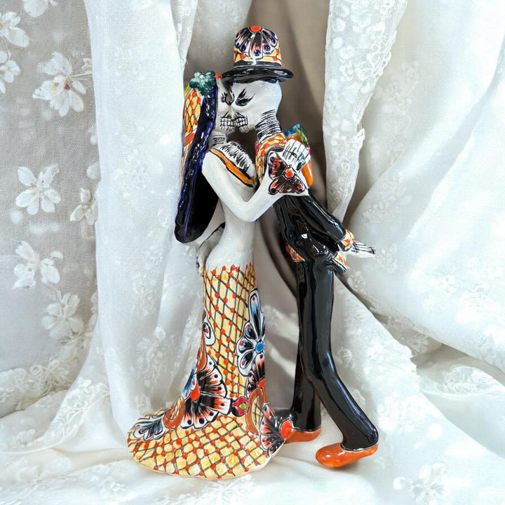 Small Hand Painted Wedding Bride and Groom Sculpture