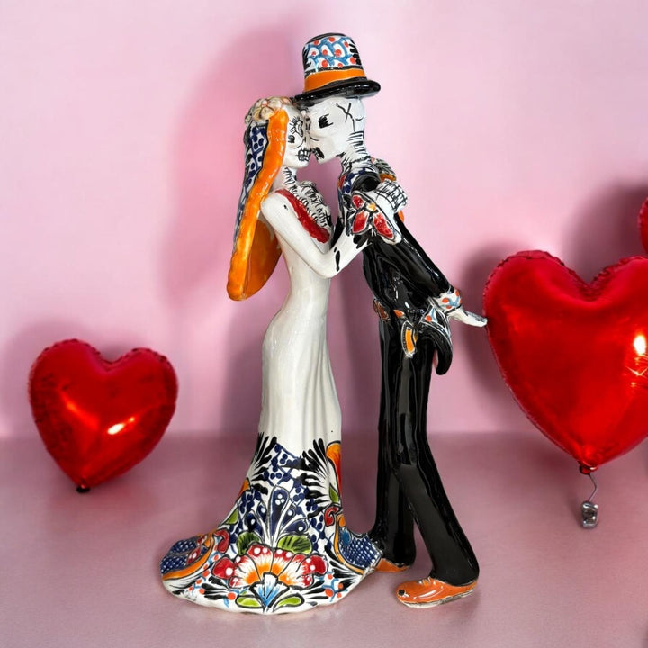 Small Hand Painted Wedding Bride and Groom Sculpture